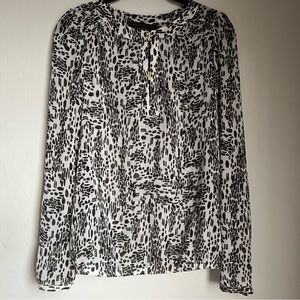 The Limited Women's Black & White Sheer Blouse Top Long Sleeve